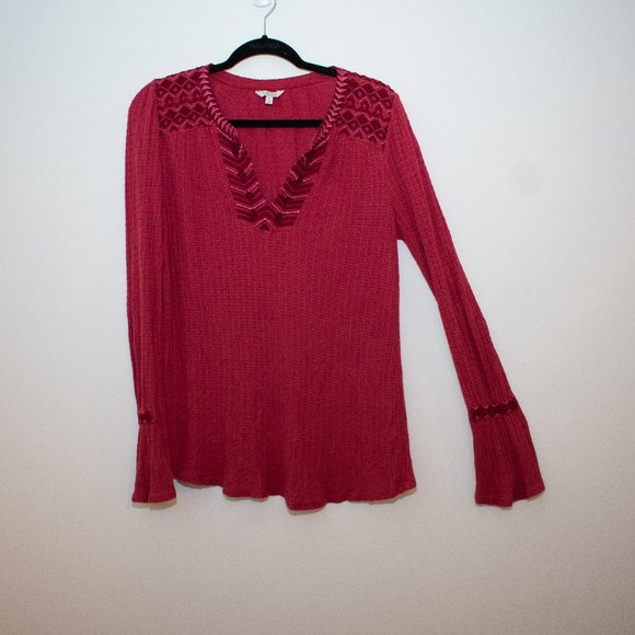 Lucky Brand Tops - Lucky Brand Women's Top Embroidered Flare Bell Sleeve BOHO Size Medium